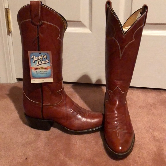 Tony Lama Boots. Color Cow Chocolate., - Picture 2 of 6